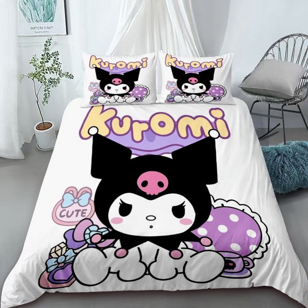 Duvet Cover Sanrio Kuromi Cartoon Quilt Cover Bedding Set Comfort Cover Queen King Size Children's Holiday Gift Home DecorBed Sheets