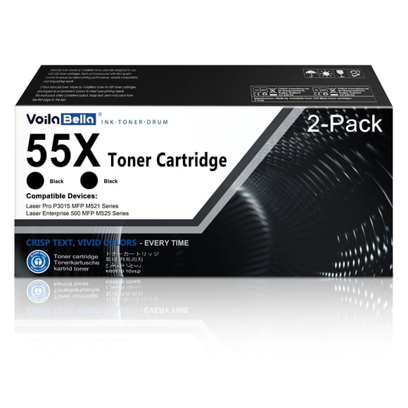 Cartucho de tóner VoilaBella 55X CE255X negro, paquete de 2