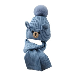Magideal - Conjunto De Gorro Y Bufanda De Invierno Para Niños, Gorro De Punto, Calentador De Cuello Para Montar A Caballo , Azul