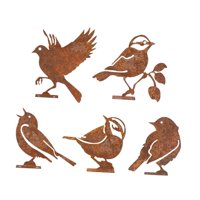 Ioensy - Decoraciones De Pájaros Oxidados, Adornos De Jardín Para Patio Exterior, Estilo A, 5 Uds.