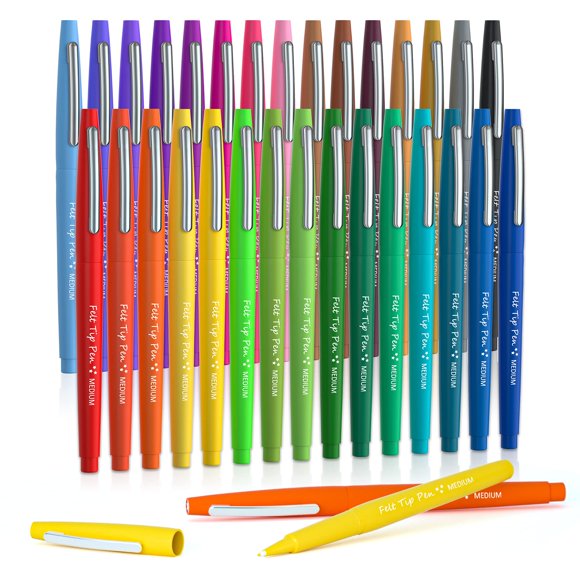 Lelix 30 colores marcadores de punta de fieltro, punta media, surtido