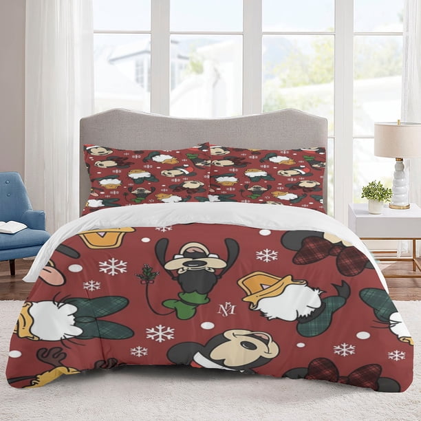 Mickey Mouse Bedding Sets Cartoon Duvet Cover Lightweight 3 Piece Bet Sets for Kids Boys Girls