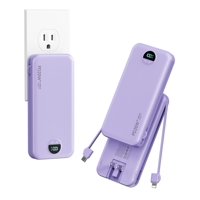 Power Bank Aonidi De 10000 Mah Con Cables Integrados Y Enchufe De Pared Ac