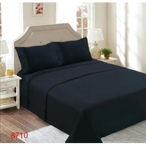 Genérico - Juego De Sábanas Con Broderíe 1.5 Plazas - Negro M8710