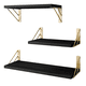 thumbnail image 1 of Repisas Flotantes  Belug Madera Negra Y Oro Estilo Rústico 3 Estantes negro oro, 1 of 5