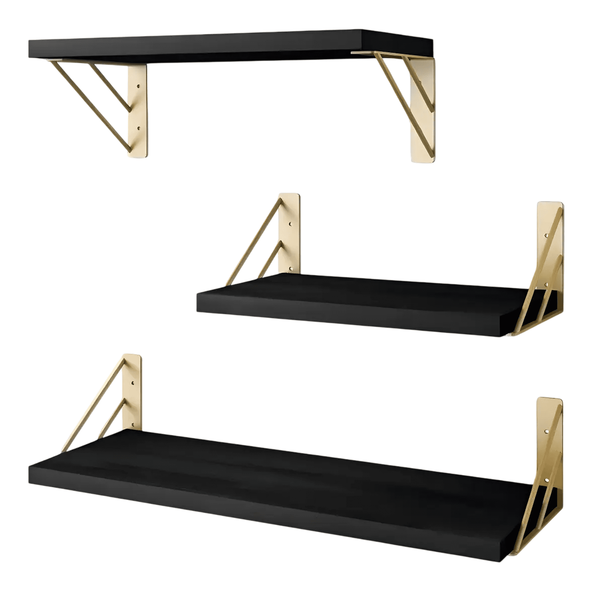Repisas Flotantes Belug Madera Negra Y Oro Estilo Rústico 3 Estantes Negro Oro