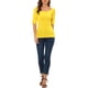 thumbnail image 2 of INSPIRE CHIC Camisetas de Mujer para Regreso a Clases con Cuello de Barco, Mangas Medias, Ajustadas, para Capas, Camiseta Suave 2XL Amarillo Limón, 2 of 6