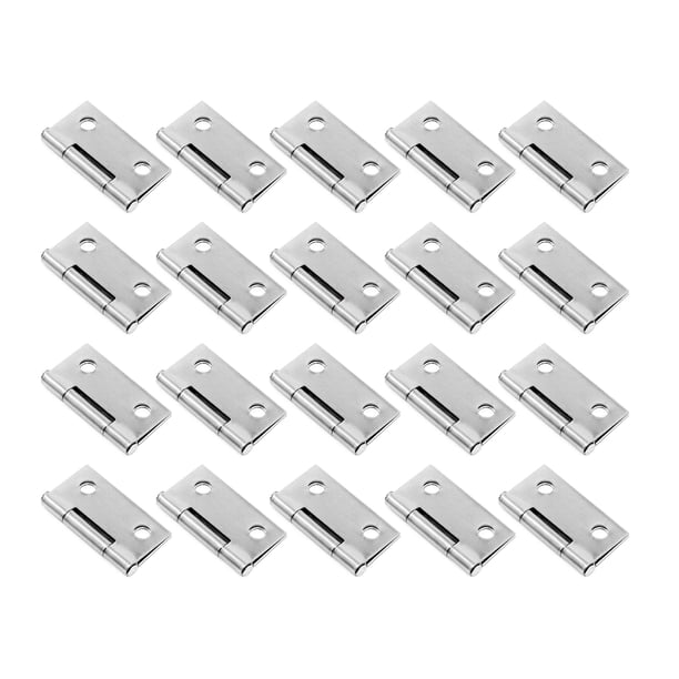 Bisagras para puerta Mcredy de acero inoxidable 3.8 x 3.1 cm, color plata, paquete de 20