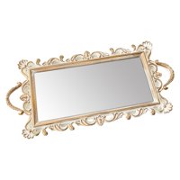 Bothyi - Bandeja Decorativa Con Espejo, Tocador, Centro De Mesa, Bandeja De Almacenamiento De Joyería Adornada, 48 Cm X 23 Cm, Color Blanco