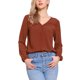 thumbnail image 1 of INSPIRE CHIC Blusa de Manga Larga para Mujer con Cuello en V y Encaje Hueco S Naranja Marrón, 1 of 5