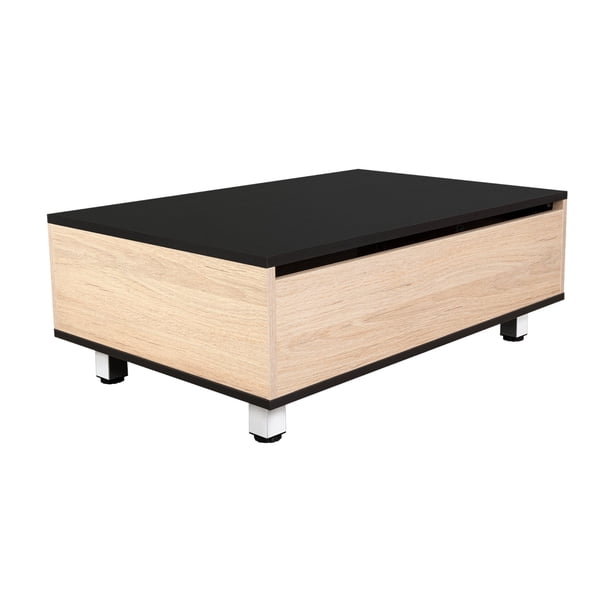 Mesa De Centro Funcional 29,7-54,5 x 80 x 54,5 Café Claro Y Negro