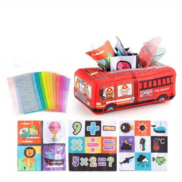 Fabric Toys Draw Paper Box, With Loud Paper Teaching Toys 16 Sets Baby Cloth Book Tissue Box Baby Soft Book Tear Not Rotten Baby Cloth Book Early Education Toys, Children's Sensory Toys