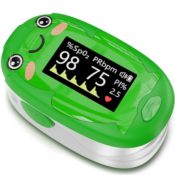 Oxímetro de pulso Alecaremed para niños, color verde con memoria