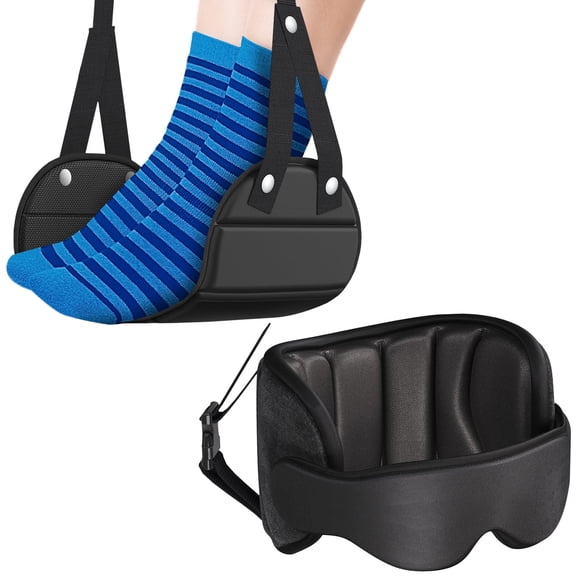 Juego de Almohadas de Viaje SARISUN para Avión con Hamaca para Pies y Máscara para Ojos