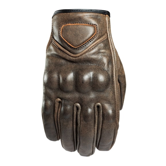 Guante Cuero Natural Moto, Corto, Café Oscuro, Vintage. Horma Normal, no Chica. RESPEKT