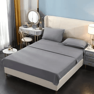 Genérico - Juego Sabana 200 Hilos 2 Plazas 4 Pzas Color Plomo