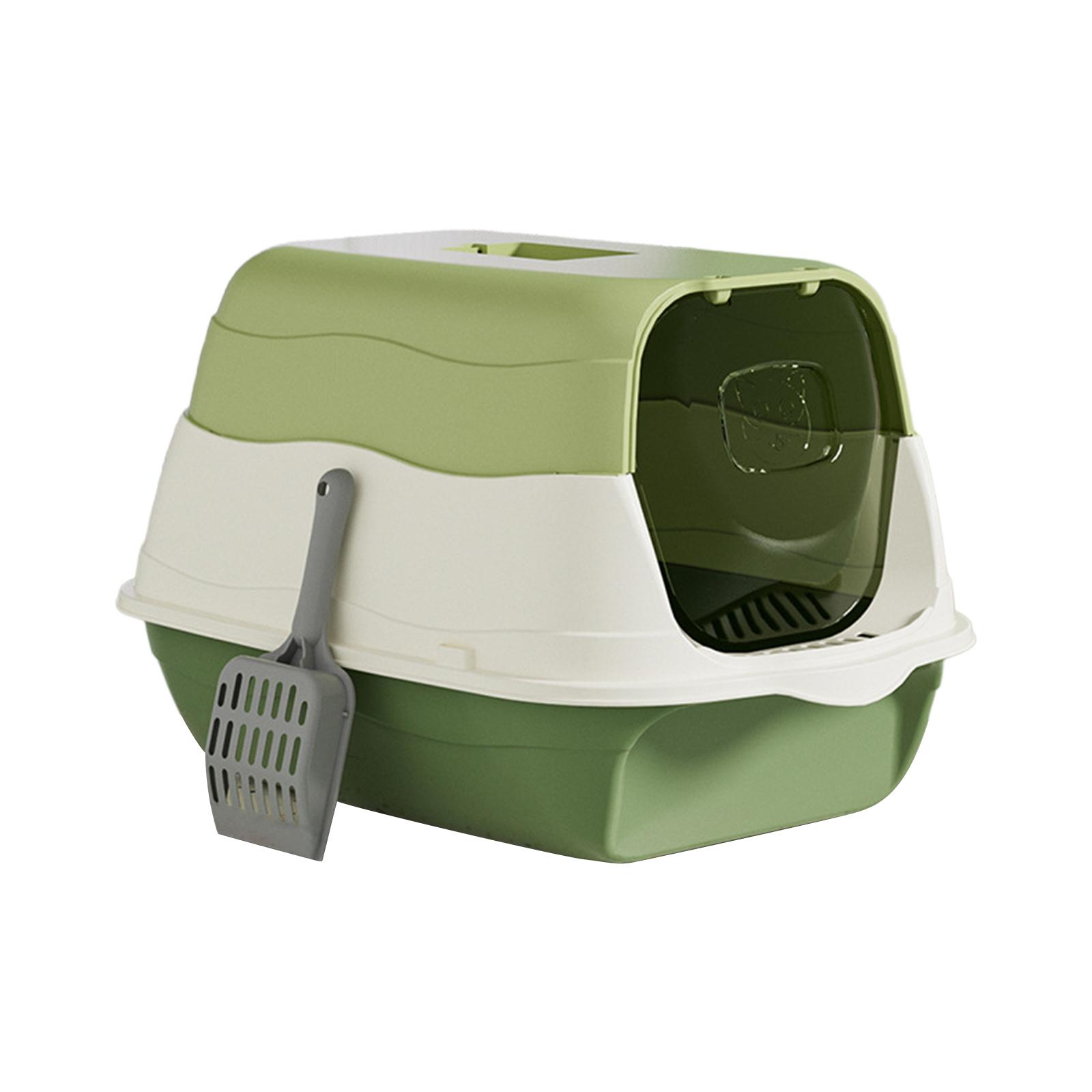 Magideal - Caja De Arena Para Gatos Con Capucha Y Tapa Orinal Para Gatitos Desmontable Fácil De Limpiar Antisalpicaduras Bandeja De Arena Duradera Para Gatos Con Verde