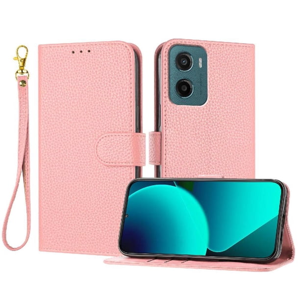 Funda Cartera para Motorola Moto G05 Tarjetero Soporte Magnético y Correa Rosa
