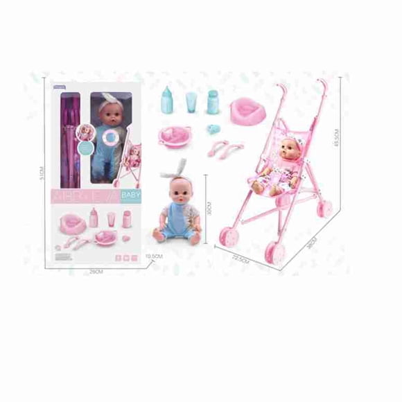Muneca De 40 Cm Con Carro Y Accesorios - Kptoys