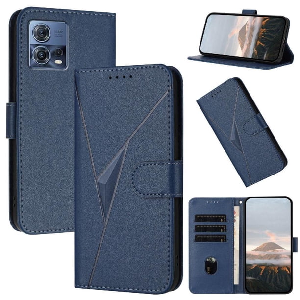 Funda Cartera Fibra de Carbono para Motorola MOTO S30 Pro 5G con Soporte y Cierre Magnético Azul