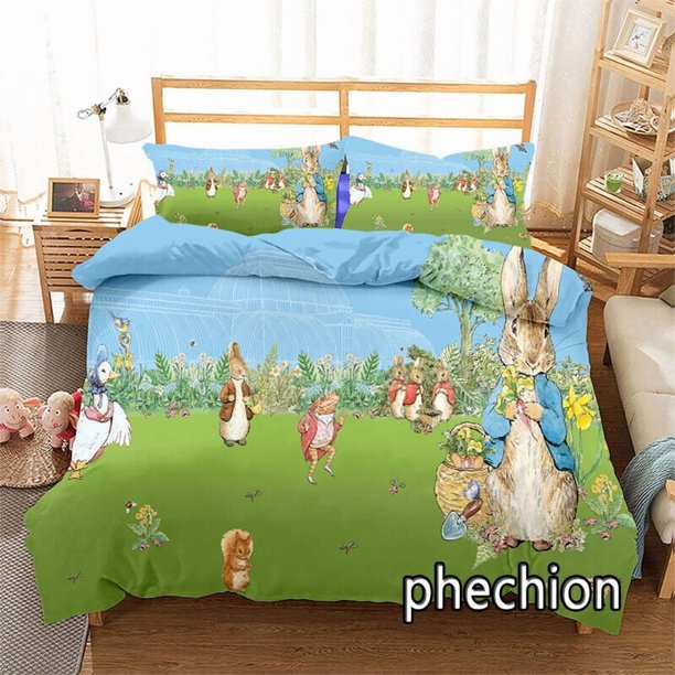 Peter the Rabbit Duvet Cover Pillowcase Bedding Set Gift 3-Piece Bedding Set (1 Duvet Cover + 2 Pillow Shams)