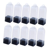 Bothyi - Cajas De Regalo De Flores Con Asa, Cajas De Regalo Transparentes, Color Negro, 10 Uds.