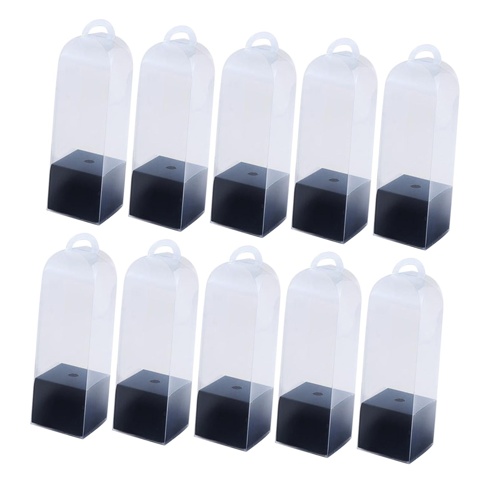 Bothyi - Cajas De Regalo De Flores Con Asa, Cajas De Regalo Transparentes, Color Negro, 10 Uds.