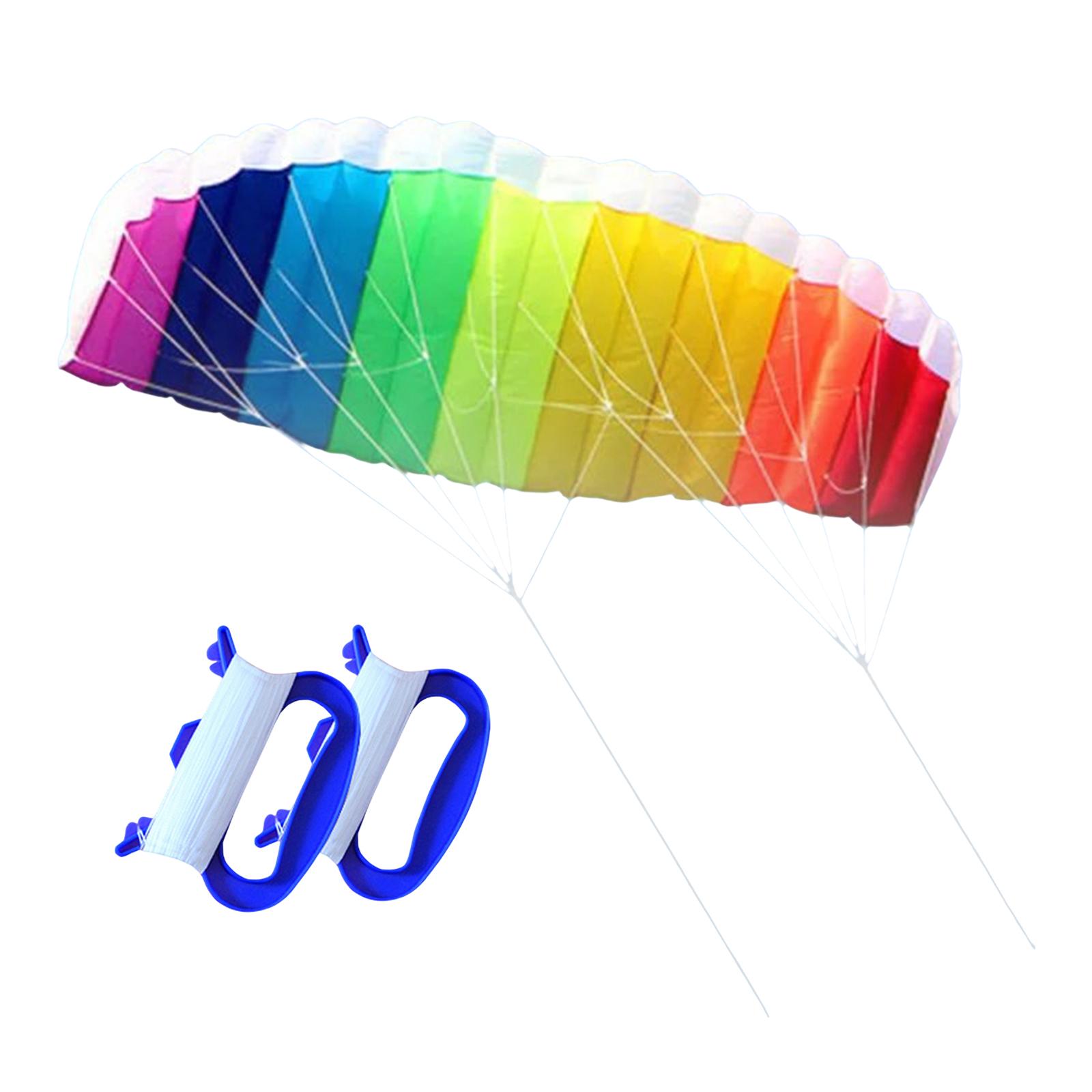 Magideal - Cometa Acrobática De Parafoil De Doble Línea, 140 Cm, Arcoíris, Suave, Fácil De Volar, Cometa Eléctrica Con Juego De Carrete De Cometa Para Exteriores
