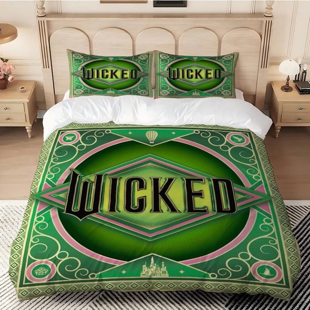 3pcs Wizard Duel Broadway Green Witch Legend Print Bedding Set