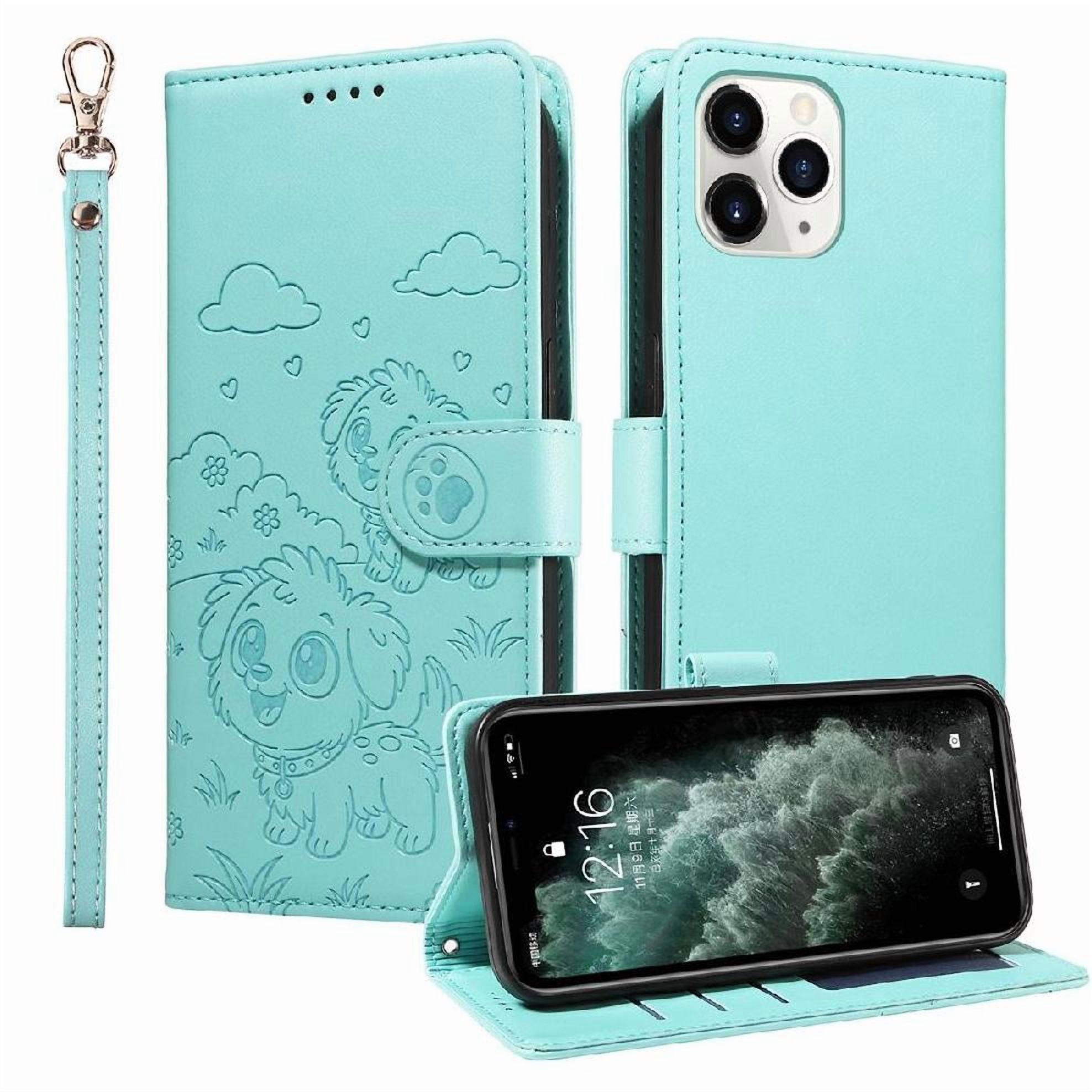 Funda Billetera Foxdock Compatible Con Iphone 11 Pro , Diseño Perrito Tierno, Ranuras Para Tarjetas Y Soporte Plegable