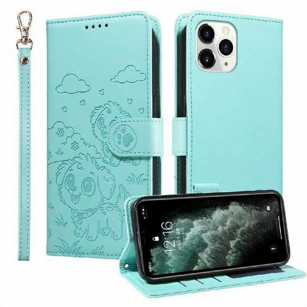 Funda Billetera FOXDOCK Compatible con iPhone 11 Pro , Diseño Perrito Tierno, Ranuras para Tarjetas y Soporte Plegable