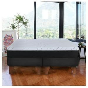 Latam Home - Cama Europea Zen Pro Colchon Resortes 2 Plazas Base Dividida Tela Negro