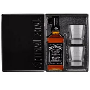 Jack Daniels N7 + 2 Vasos Originales, Estuche Metálico - Jack Daniels N7 750 Cc 40°+ 2 Vasos Originales, Estuche Metálico