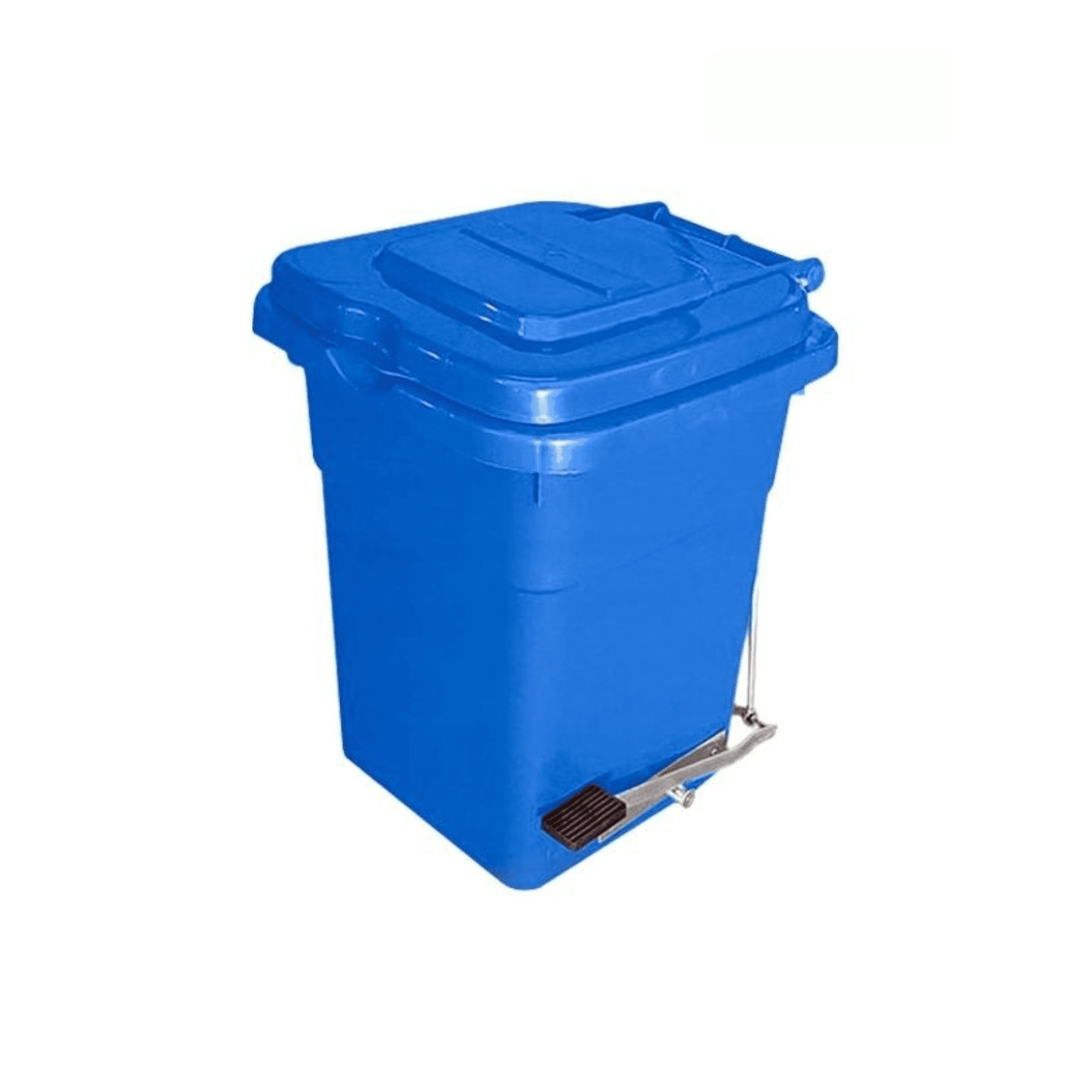 Industrial Partner - Basurero Plastico Con Tapa Y Pedal 50 Litros - Azul