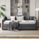 thumbnail image 1 of Twin Size Upholstered Daybed with Trundle and USB Charging Design, Sturdy Wood Slat Support, Wood Bed Frame for Bedroom/Guestroom/Dorm,Plush Velvet Fabric,Gray, 1 of 3