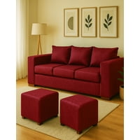 Dkora - Living Cedric 3 Cuerpos + 2 Pouf Rojo