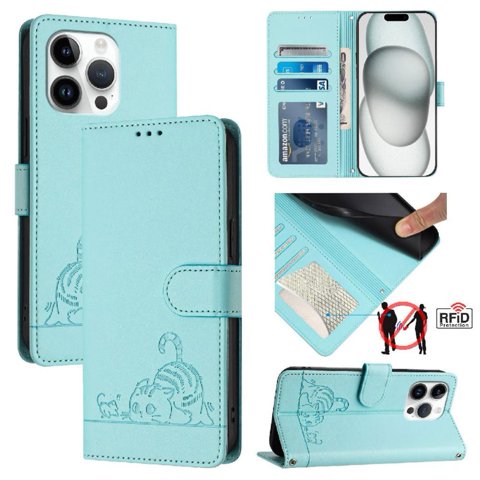 Funda Tipo Cartera Foxdock Para Iphone 12 Pro Max Con Soporte, Ranuras, Rfid, Diseño De Gato