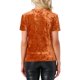 thumbnail image 3 of INSPIRE CHIC Top de Fiesta de Terciopelo para Mujer Cuello Redondo Mangas Cortas Camiseta Casual XL Naranja Café, 3 of 6