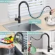 thumbnail image 5 of Grifo mezclador flexible para fregadero de cocina, extraíble, telescópico, para agua caliente y fría, lavabo para verduras, grifo extraíble de acero inoxidable para cocina., 5 of 6