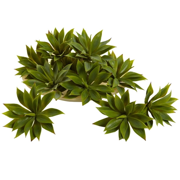 Minijuego de plantas artificiales de agave casi naturales y suculentas, 12 unidades