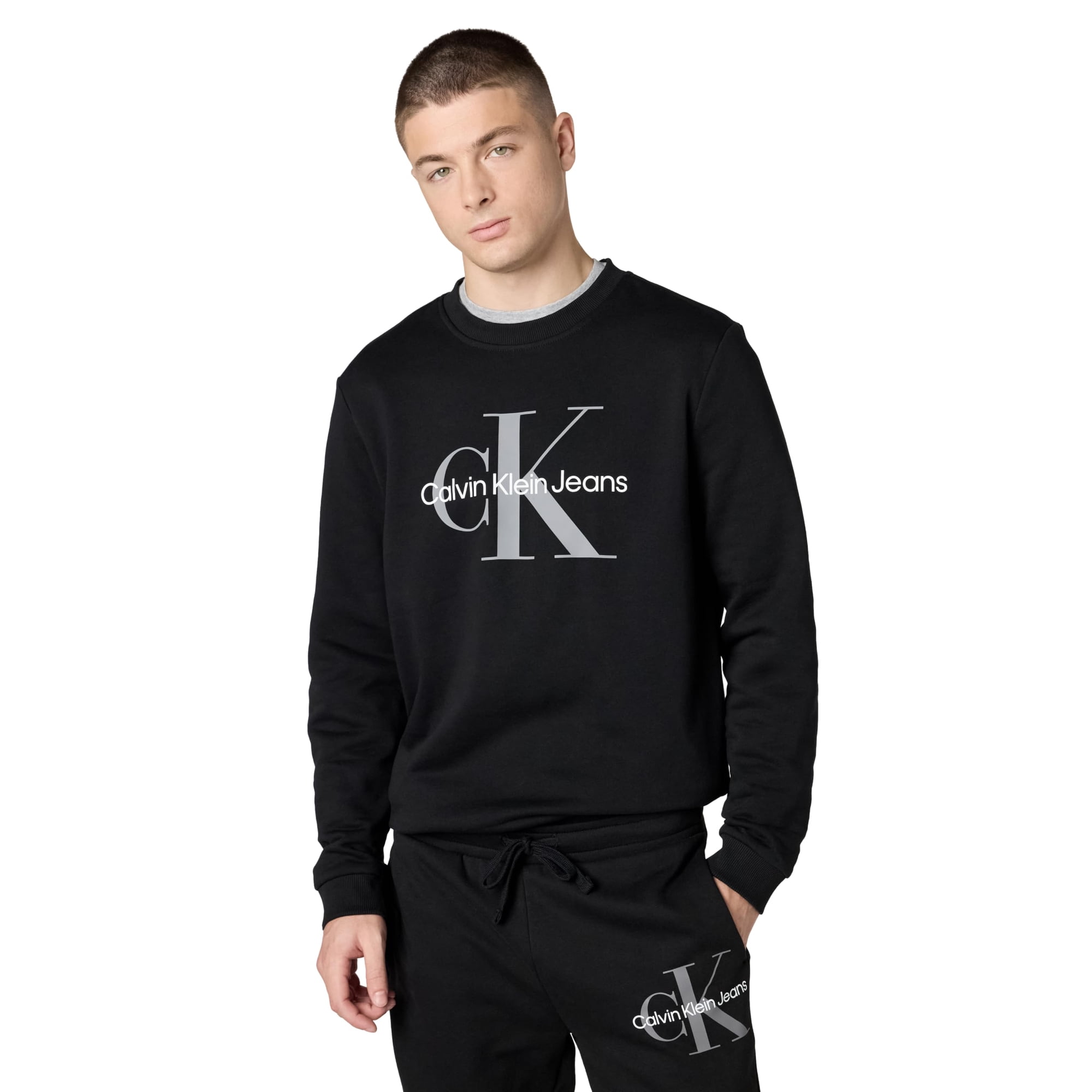 Sudadera Calvin Klein Con Cuello Redondo Y Logotipo Con Monograma Para Hombre, Color Negro