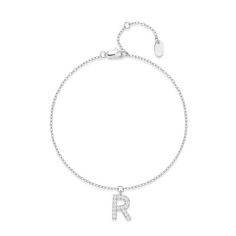 Pulsera Heshpaws S925 Sterling Silver Inicial A-Z Plata