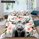 thumbnail image 1 of Highland Cow Flower Duvet Cover Cattle Rose Bedding Set Western Animal Comforter Cover Farmhouse Bull Quilt Cover Bed Sheets, 1 of 5