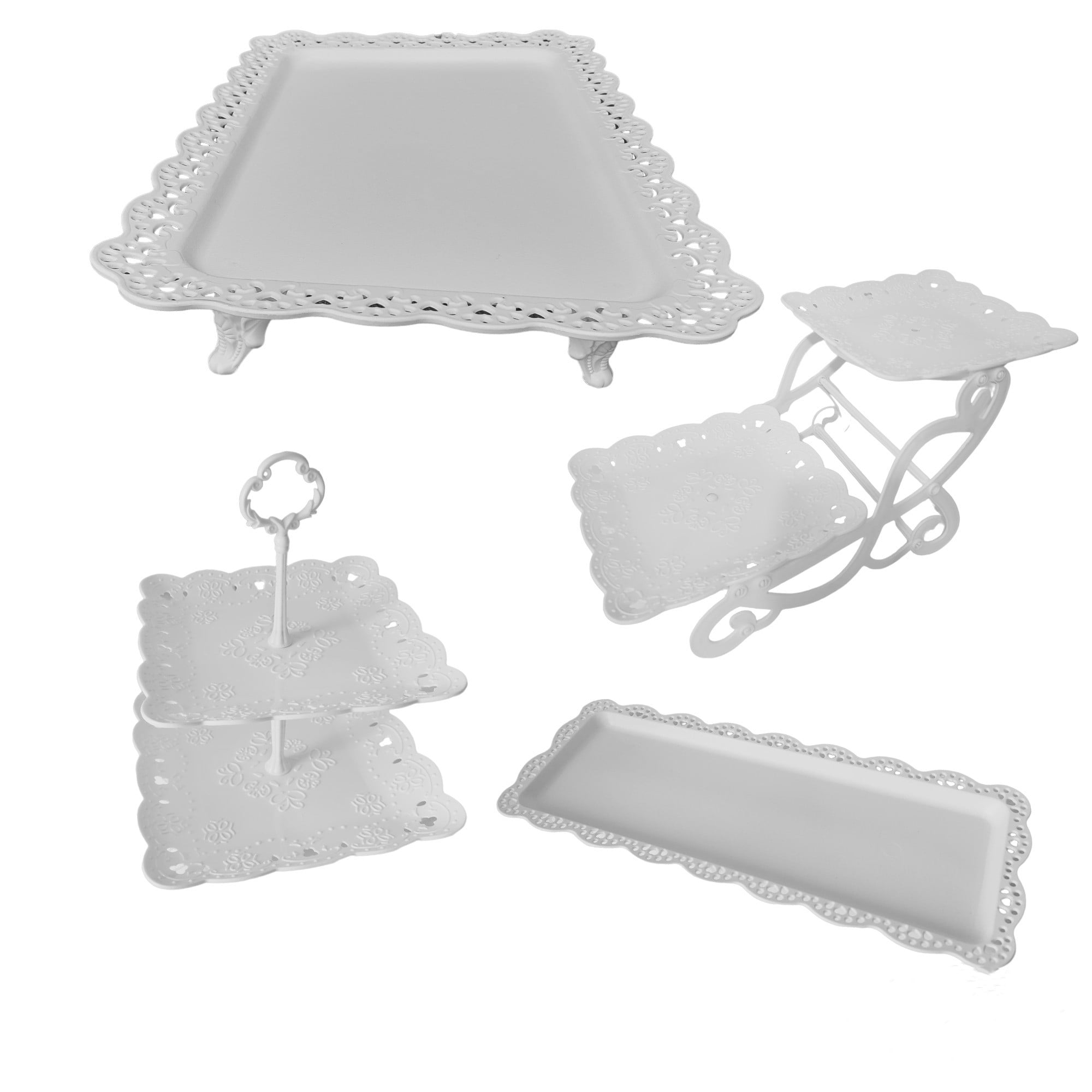 Ventitas Candy Bar - Set 4 Piezas Candy Bar (bandejas, Porta Cupcakes) - Cuadrado