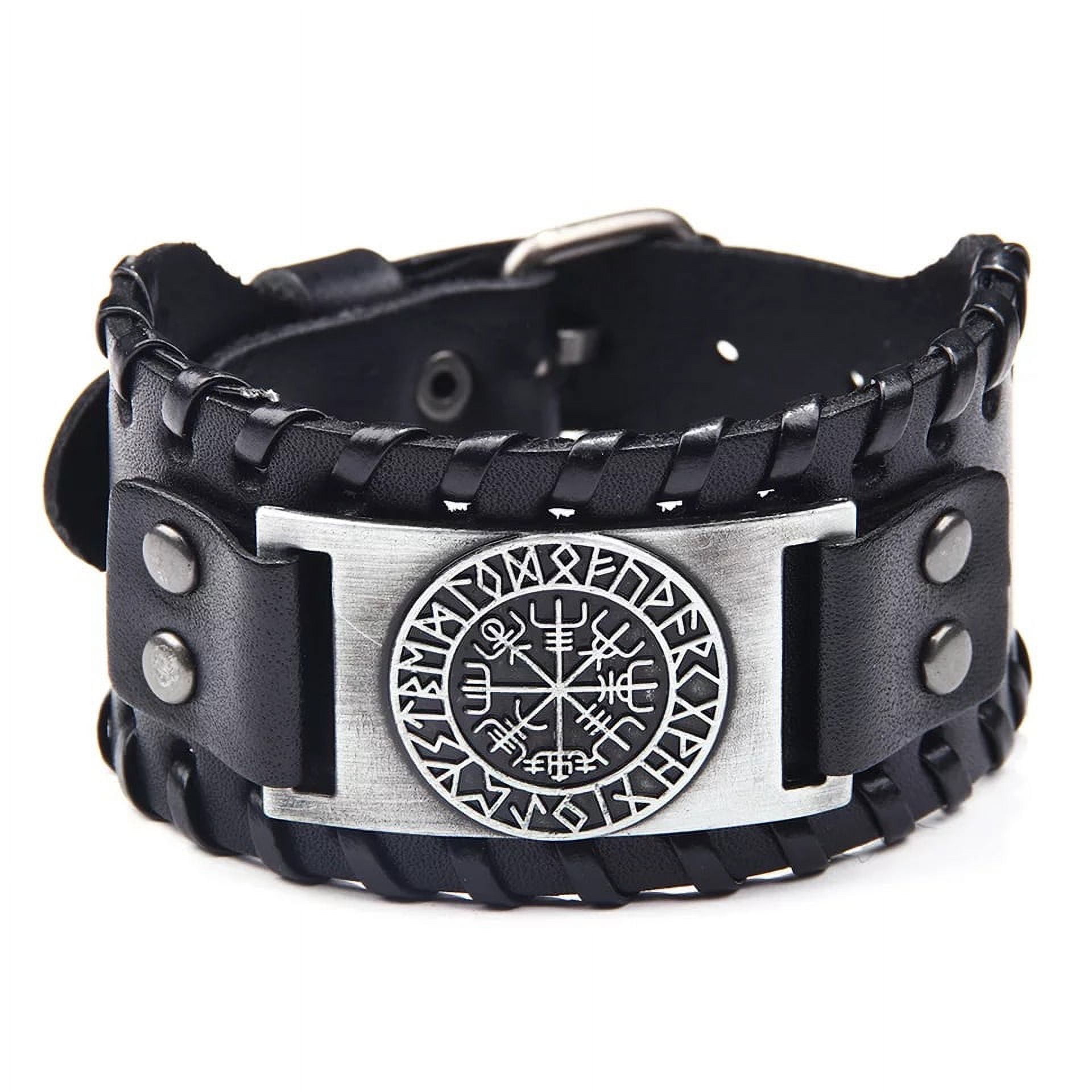 Mercado Cbf - Brazalete Masculino, Eco Cuero Diseño Metal, Pulsera Estilo Vikingo