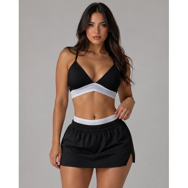 Set Deportivo Para Mujer Top Y Falda Short Fitness Tenis