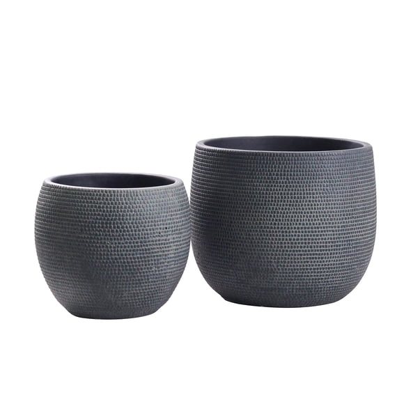 Juego de macetas Olly & Rose 18 cm y 14 cm negras (2 piezas)