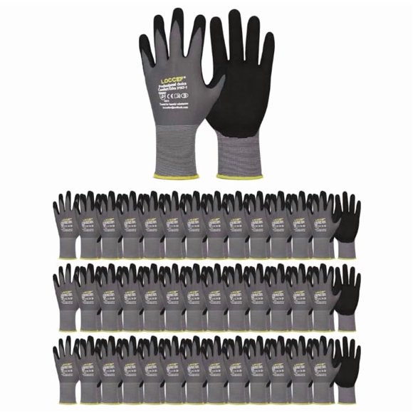 Guantes de Trabajo LOCCEF con Recubrimiento de Nitrilo MicroEspuma 36 Pares