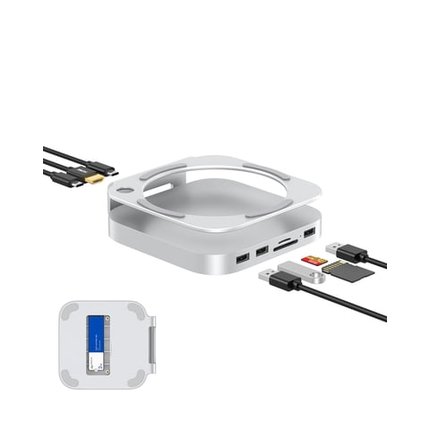 Base Soporte Y Hub Gewokliy Mac Mini M4 Plateada