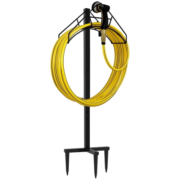 Soporte independiente para mangueras de jardín Artigarden, 110 cm, color negro